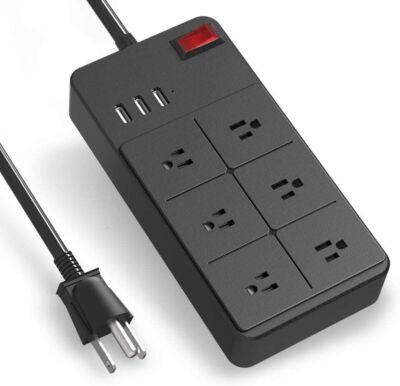 Wall Mountable USB Surge Protector Power Strip with USB Ports 6 Outlet Plugs