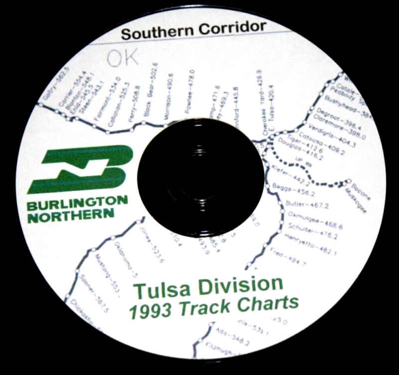Burlington Northern 1993 Tulsa Division Track Charts PDF Pages on DVD