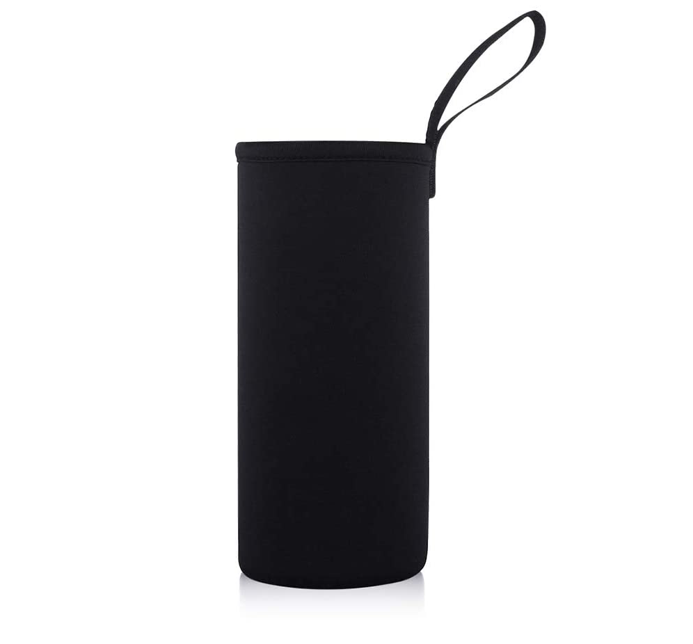 Portable Double Insulated Glass Tea Infuser Travel Tumbler Water Bottle (BLACK)