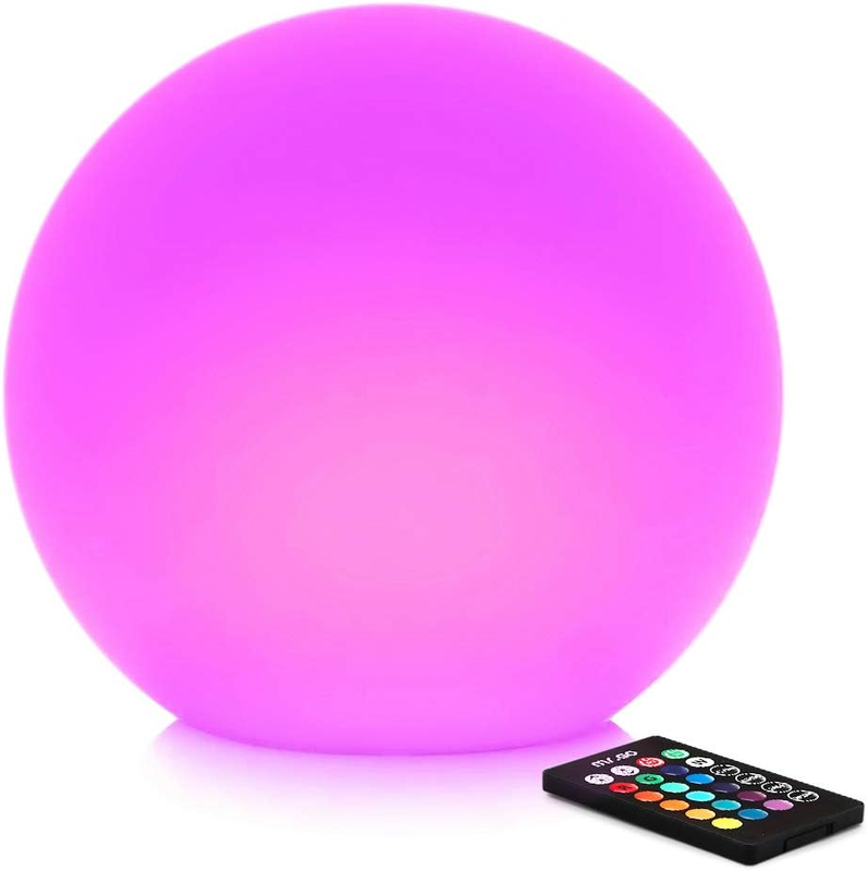 12-Inch Rechargeable LED Ball Light, RGB Color-Changing Globe Orb Lamp W/Remote, Home Kids Room Bedroom Bar Table Patio Pool Party Dimmable Sphere Nightlight Relax Mood Lighting Decoration