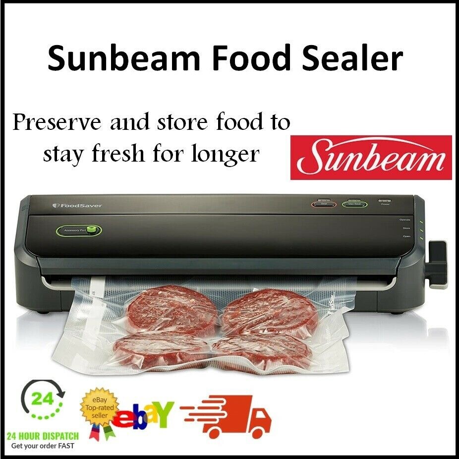 SUNBEAM Food Vacuum Saver Sealer Machine with Fridge Freezer Storage