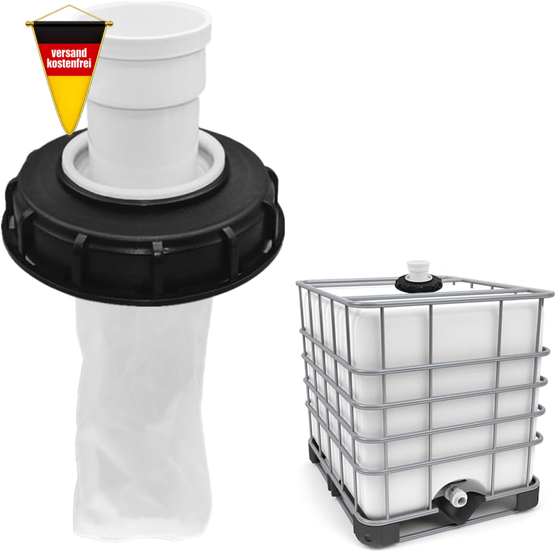 IBC Regenwasserfilter 180° Deckel mit Nylonfilter 163mm für Behälter