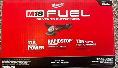 Milwaukee 2880-20 M18 FUEL  4-1/2'' / 5'' Braking Grinder Paddle Switch - No-Lock