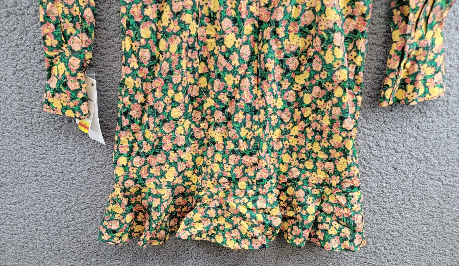 French Connection Aleezia Flavia Floral A-Line Dress Women's 4 Forest Green L/S - Picture 12 of 19