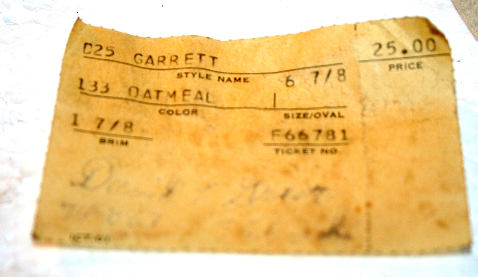 VINTAGE RARE RESISTOL FEDORA C25 GARRETT MODEL 133 OATMEAL COLOR 6-7/8 1-7/8 RIM