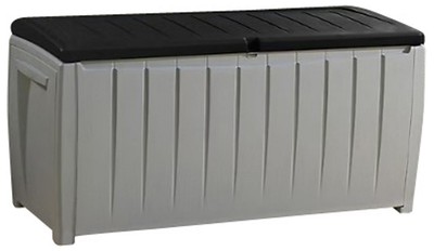 Keter 90 Gallon Outdoor Patio Storage Deck Box Gray Lockable Lid Seat 