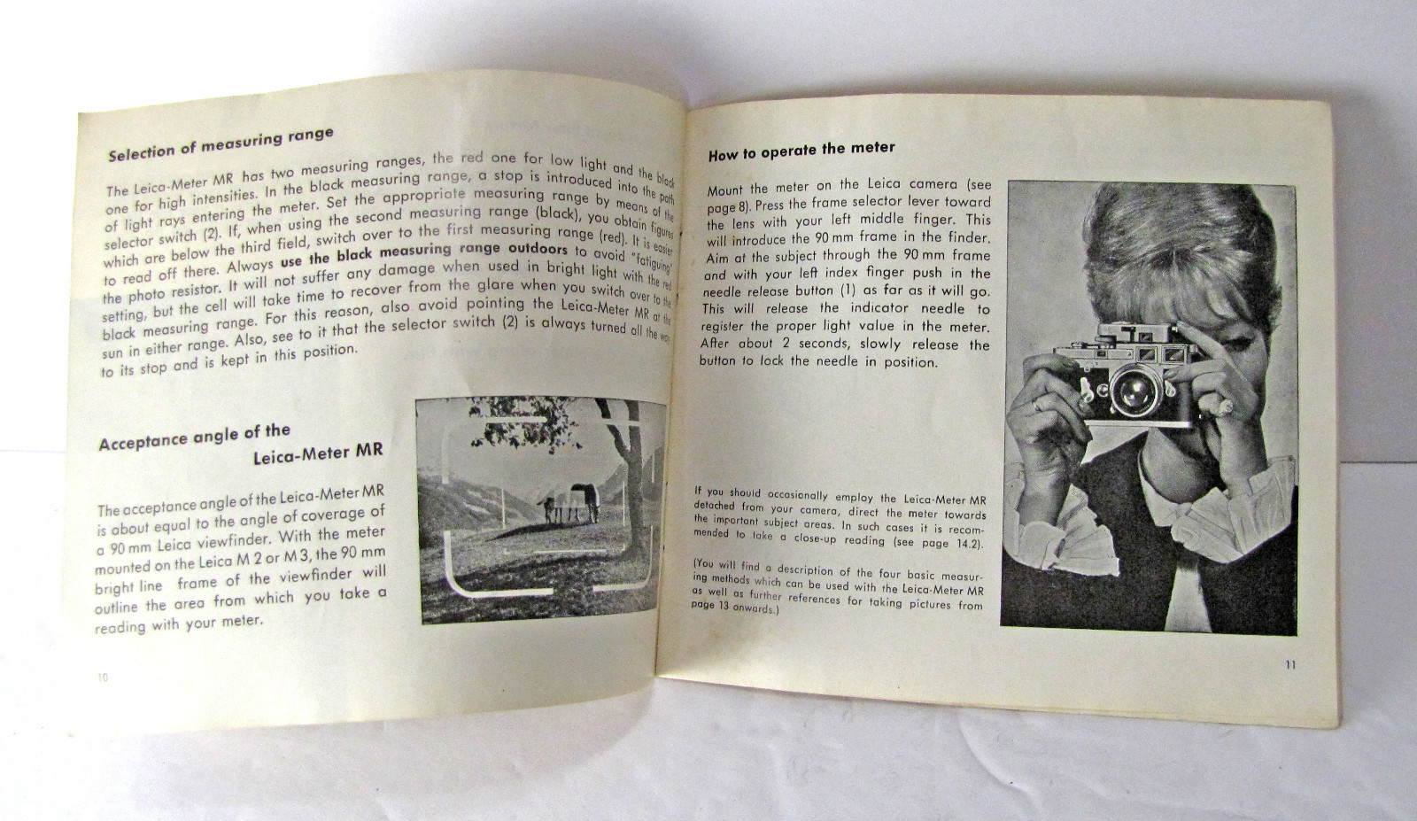 Vintage Instruction Book Manual for Leica Camera Meter-MR