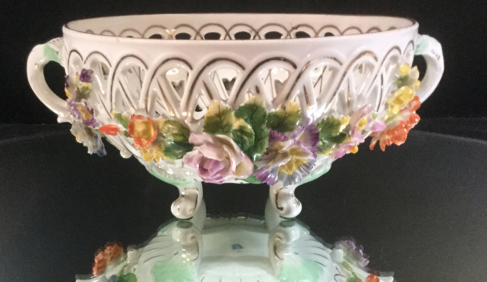 Royal Vienna--Beehive--Footed & Reticulated Floral Centerpiece-Bowl---BUY IT NOW