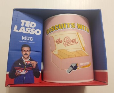 TED LASSO BISCUITS WITH THE BOSS, PINK MUG NIB ''THE BOSS'' NEW IN BOX