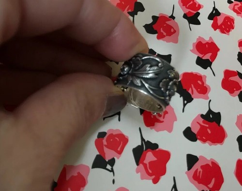 Vintage Fine Silver Pure 999 Handwrought Chinese Export Ring Wide Band