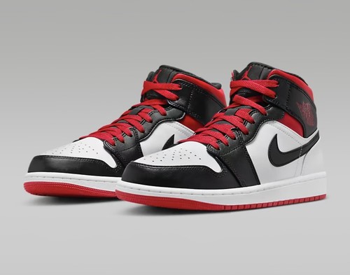 Nike Men's Air Jordan 1 Mid Shoes White Gym Red Black DQ8426
