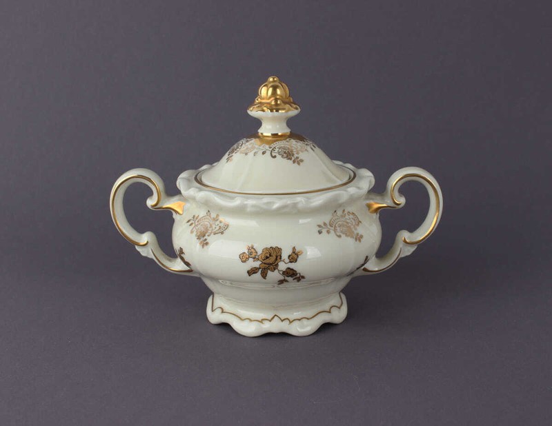 Weimar Katharina GroÃE Zuckerdose Mit Goldenen Rosen