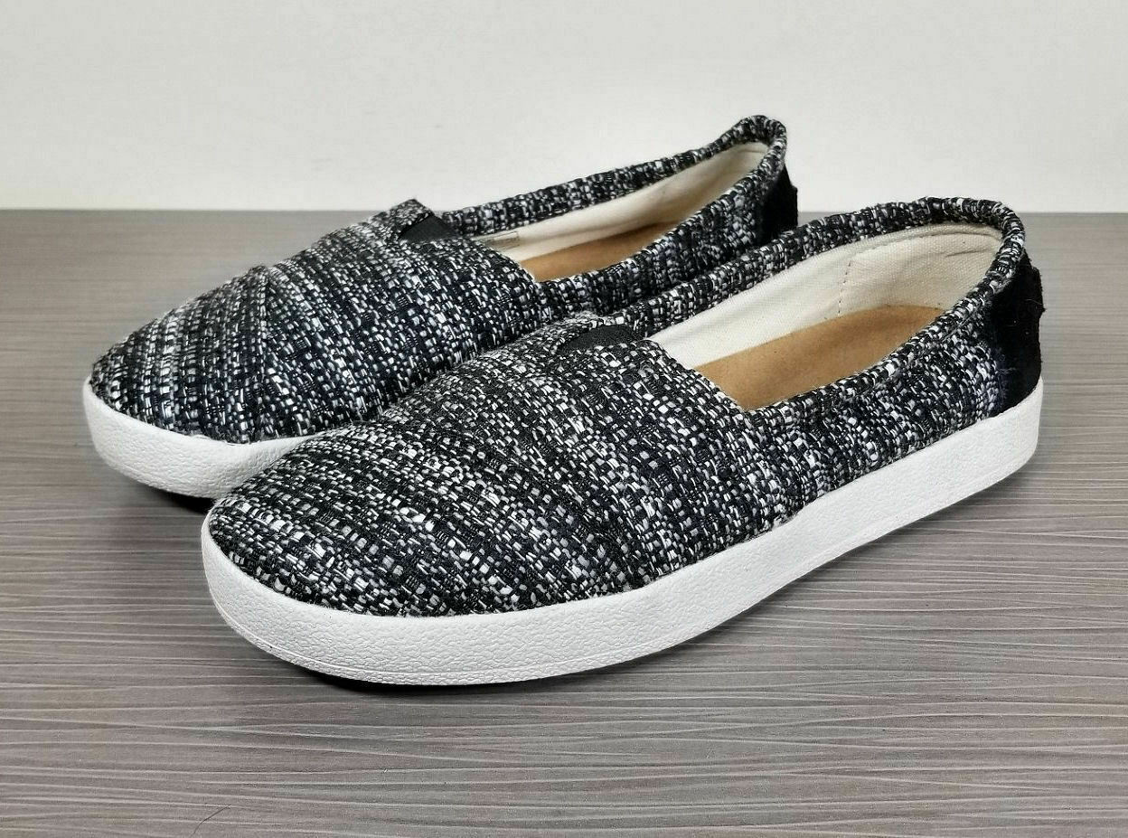 TOMS 'Avalon' Boucle Slip-on Shoes, Black Textile, Womens Size 5 / 35.5
