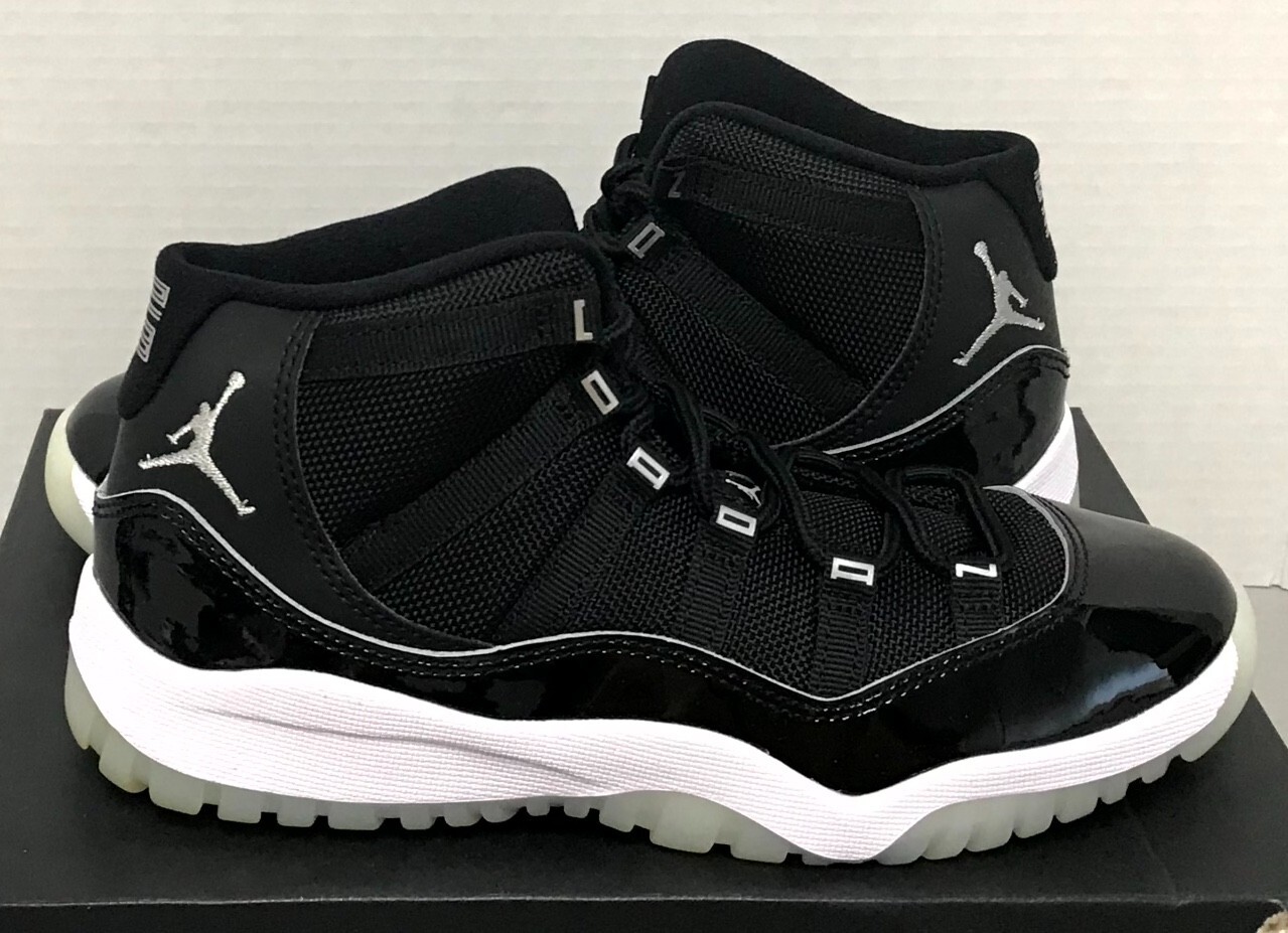 NIKE AIR JORDAN 11 RETRO TD JUBILEE BLACK WHITE SZ 2.5Y