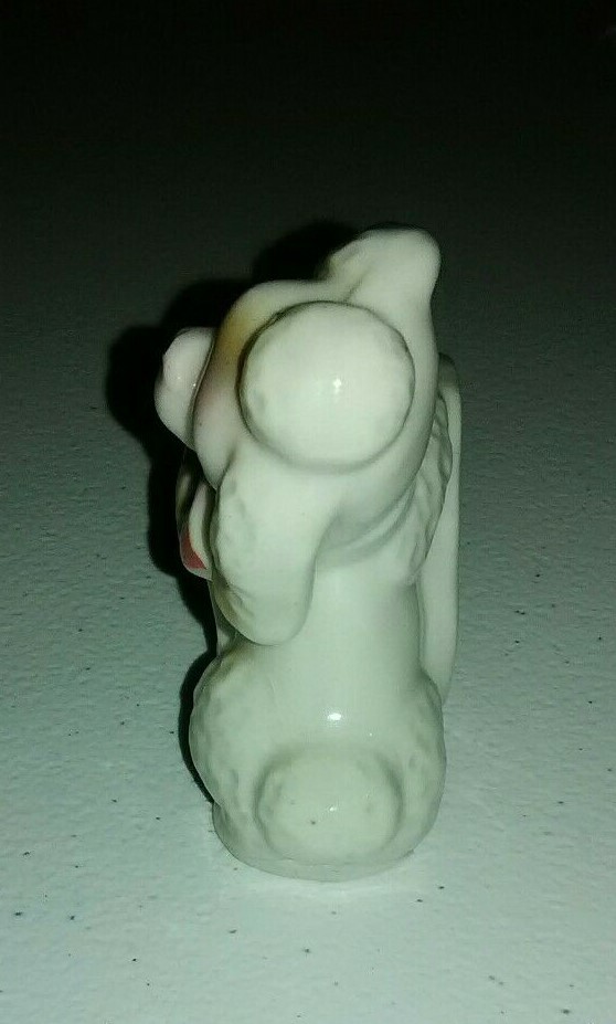 Vintage Ceramic Poodle Pushing Barrel JAPAN Toothpick Holder