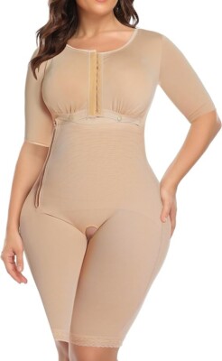 Women Shapewear Bodysuit Full Body Shaper with Sleeves 3 in 1 Post Surgery Firm