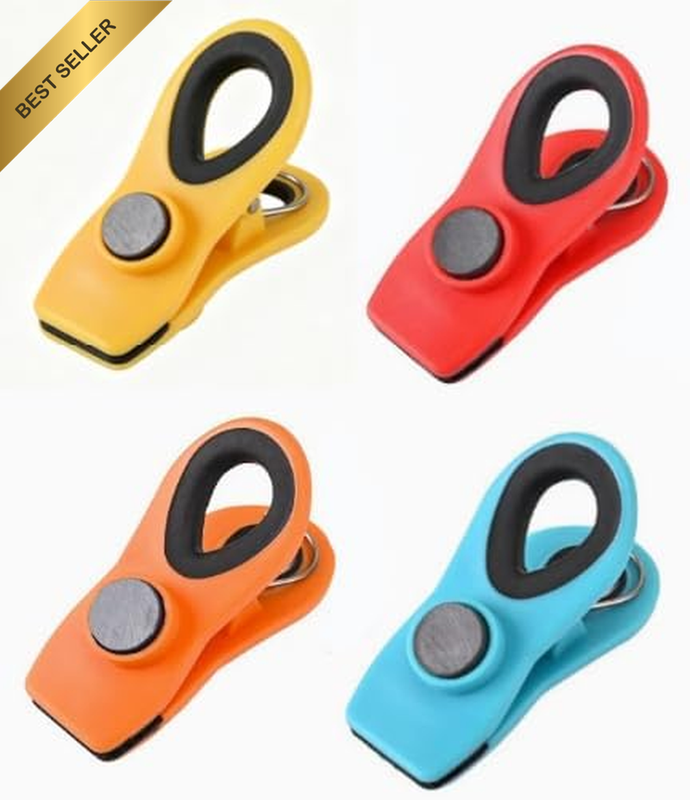 4-Pack Magnetic Bag Sealing Clips – Fridge Magnets for Snacks, Chips, and Food S