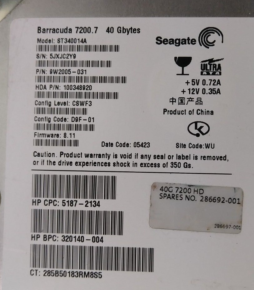 Seagate Barracuda ST340014A 40GB HDD 7200.7 RPM