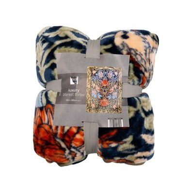 WILLIAM MORRIS STYLE FLORAL LUXURIOUS FLEECE THROW BLANKET 150 x 200CM NEW 