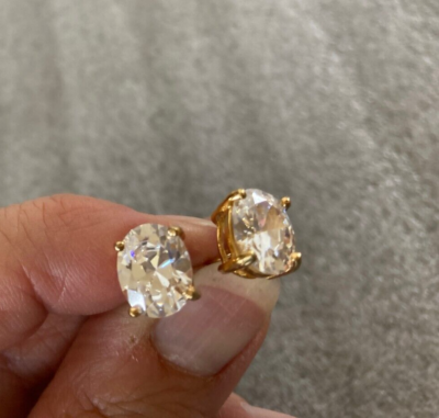 RSE Signed Gold Over Sterling Silver 925 Cubic Zirconia Stud