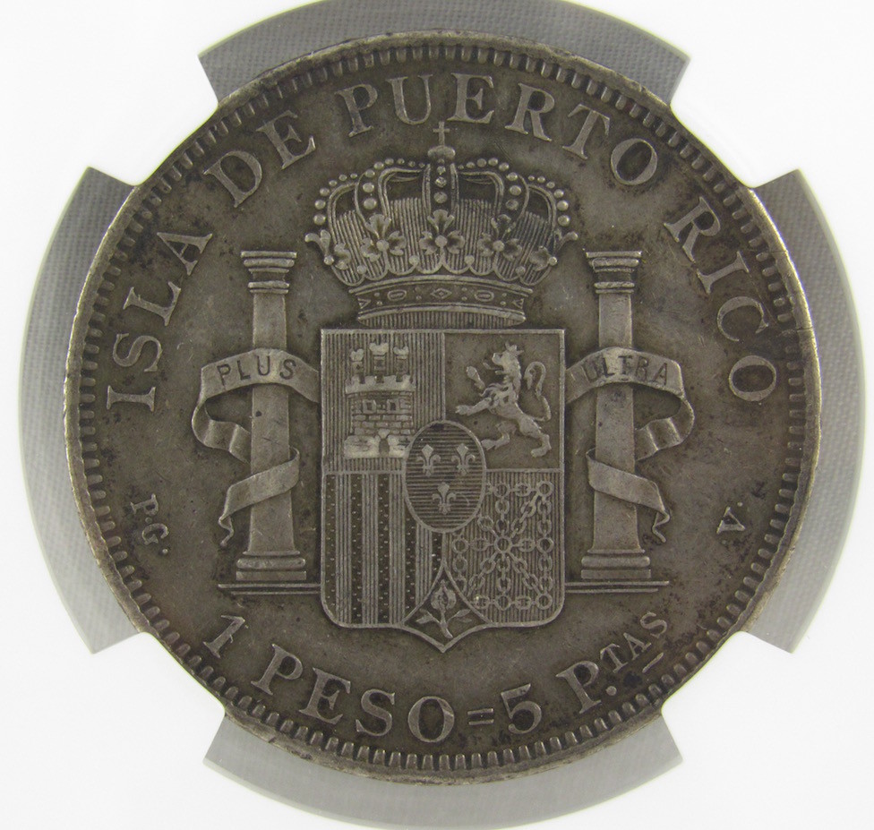 PUERTO RICO 1895 PGV PESO NGC AU50
