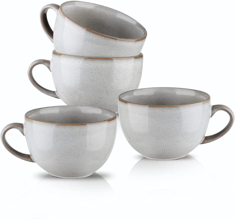 Soup Mug Ceramic, Soup Bowls with Handles Microwave Safe, 24 Ounce Jumbo Mug