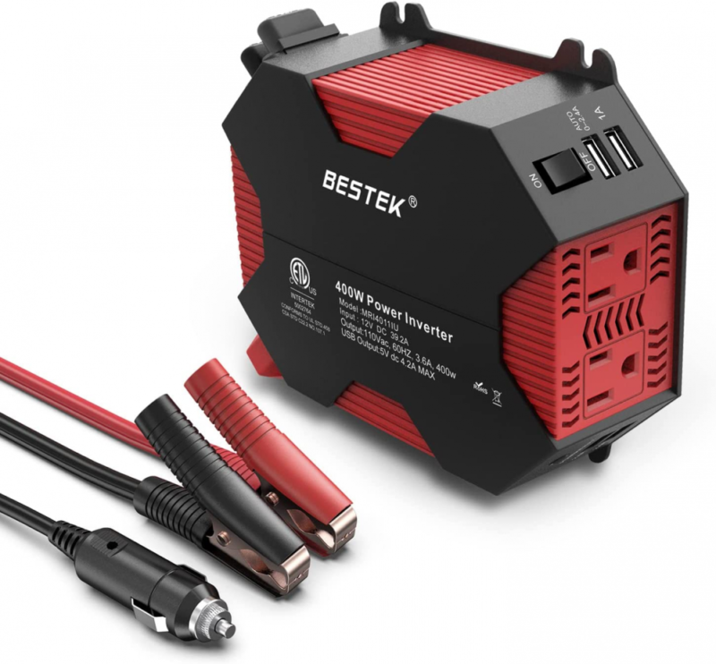 BESTEK 400W Car Power Inverter with 2 AC Outlets and 5A 4 US