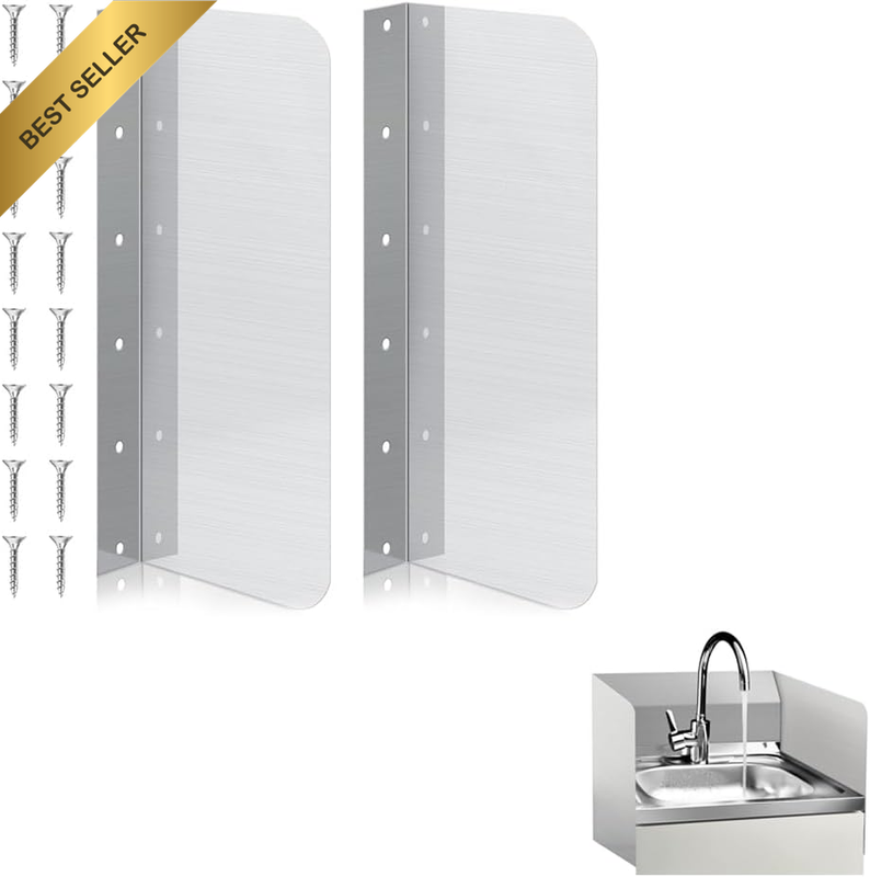 2 Pcs Aluminum Alloy Side Splash Guard for Sink, Wall Mount Guard with Screws, C