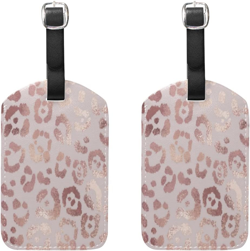 Tags Leopard Print Cheetah Rose Gold Travel Id Bag Suitcase 