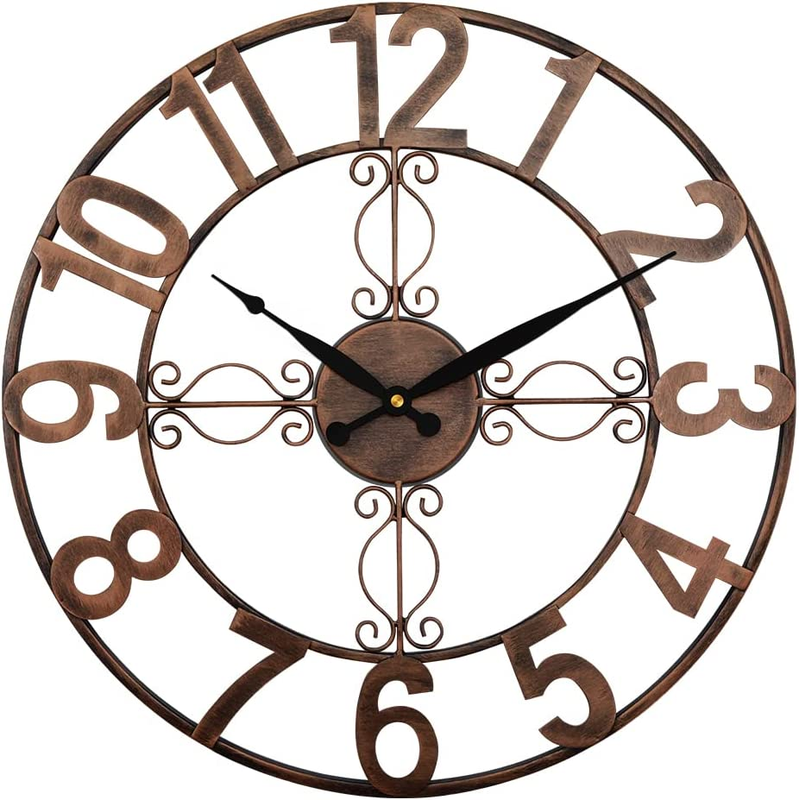 Outdoor Wall Clock 18 Inch outside Waterproof Garden Clock,Large Numerals