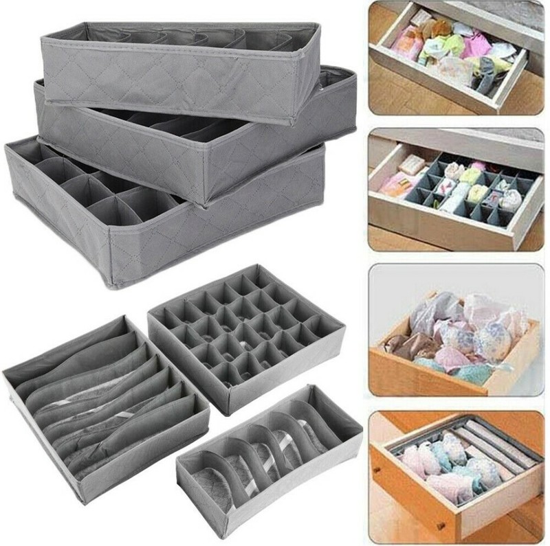 3 X Foldable Underwear Storage Box Organiser Bra Fabric Socks