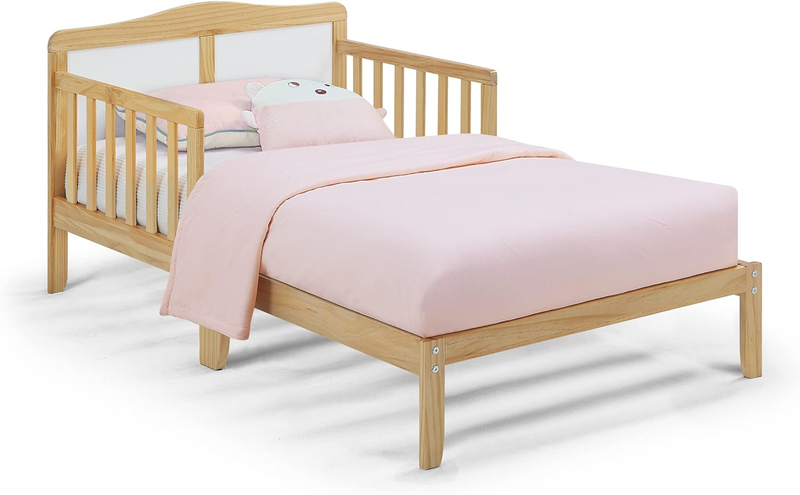 With Safety Guardrails, Solid Wood Toddler Bed For Kids, Boys
