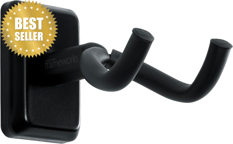 Acoustic/Electric Guitar Wall Hanger with Black Mounting Plate (GFW-GTR-HNGRBLK)