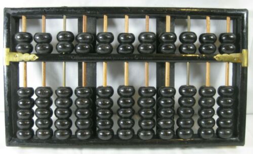 Vintage Lotus-Flower Brand Abacus 11 Rods: 9 Wood & 2 Metal 77 Wood Beads