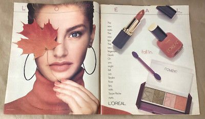 L'Oreal makeup print ad 1990 orignl vintage 90s promo Michaela Bercu model Fall
