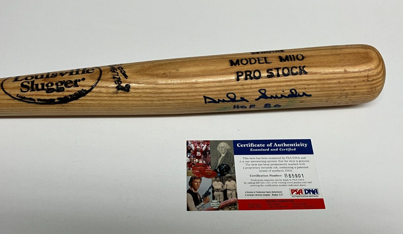 Duke Snider HOF '80 Signed Louisville Slugger M110 CRACKED