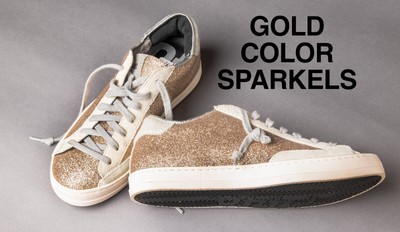 Gold Sneakers Women s Leather Size 7 Made In Italy P448 brand Calf Skin Heel