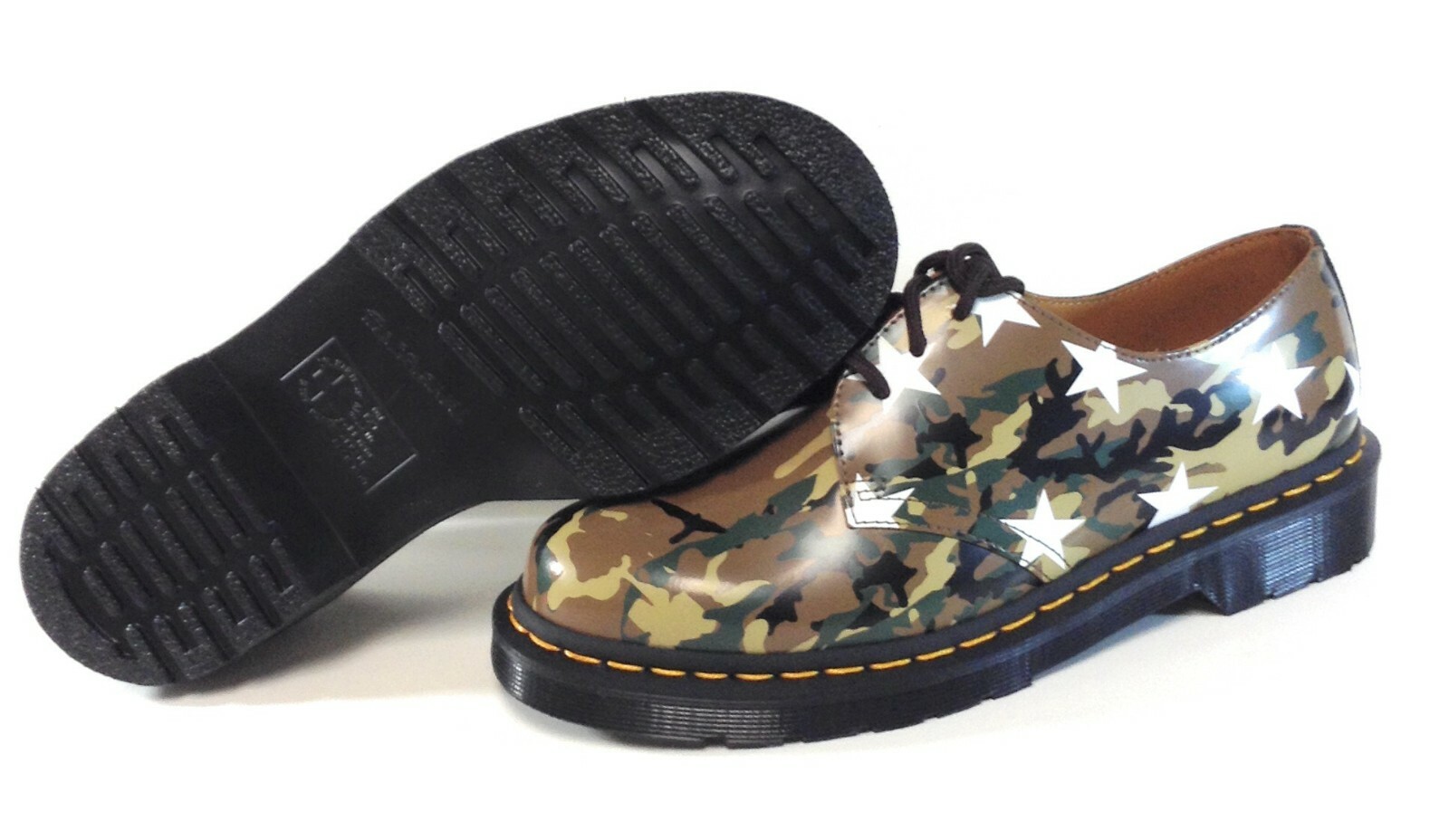 Pre-owned Dr. Martens' Mens Womens Dr Martens X Sophnet 1461 Military Camo Star Printed Smooth Shoes In Multicolor