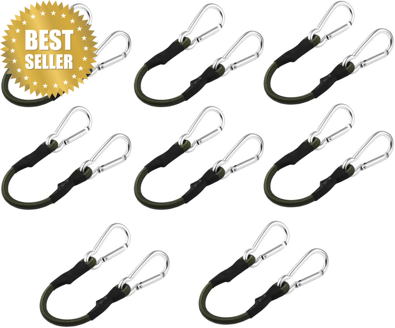8Pcs 8Mm Elastic Cords with Heavy-Duty Carabiner Hooks, Portable Outdoor Camping