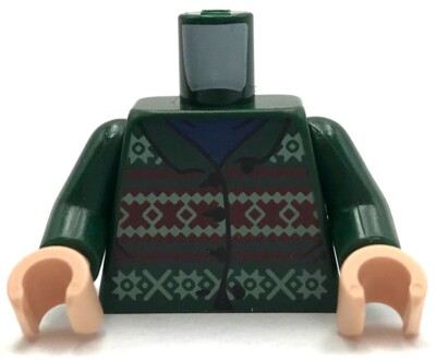 Lego New Dark Green Torso Fair Isle Sweater Red and White Knitting Shirt Part