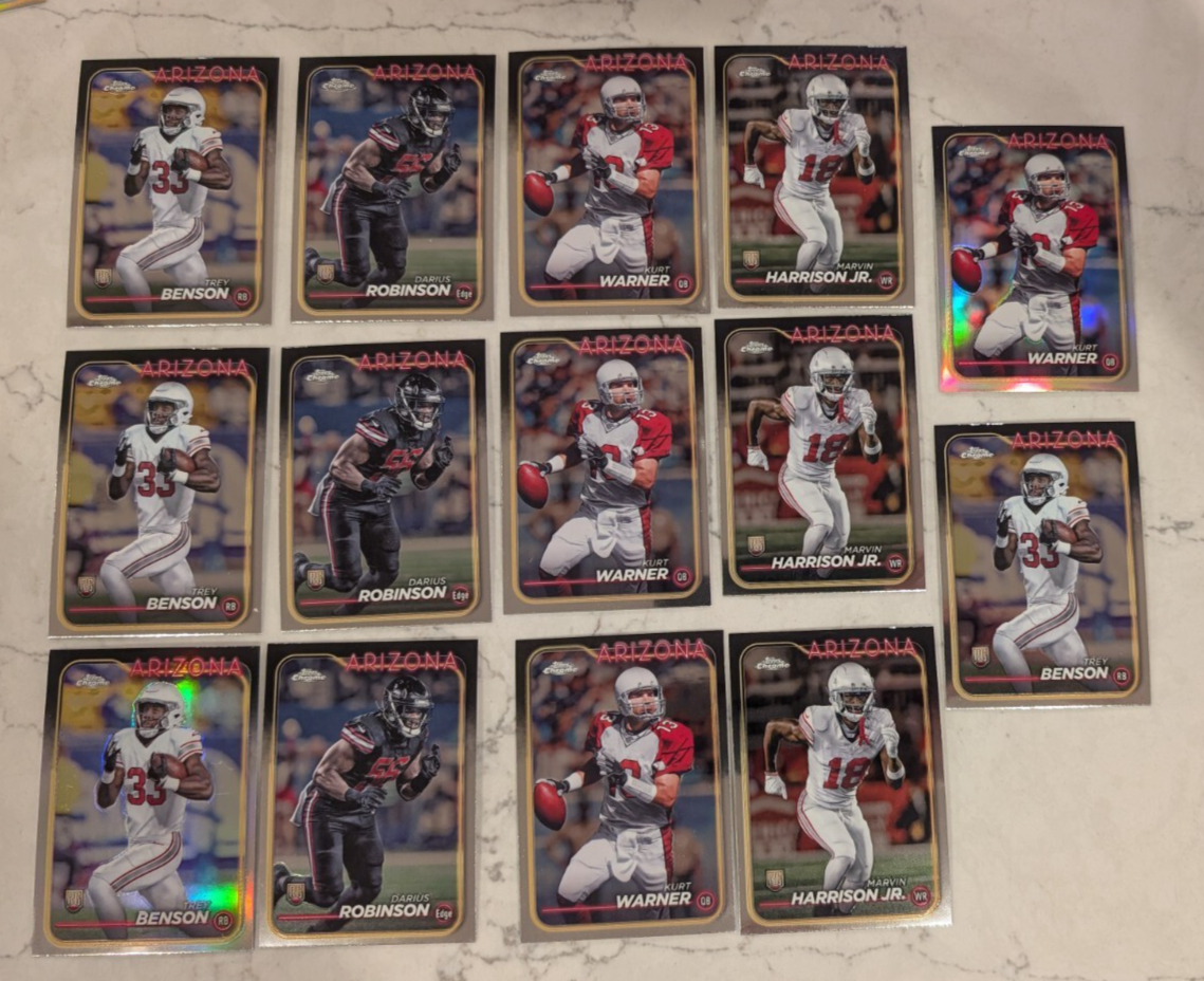 2024 Topps Chrome Football Cardinals Kurt Warner Refractor Marvin Harrison Jr
