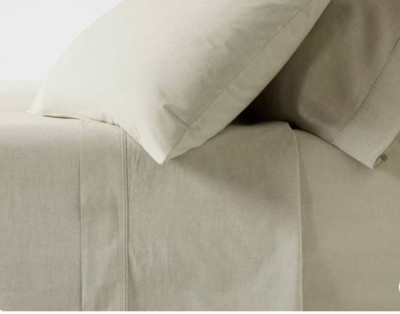 Threshold 250 TC Organic Washed Percale Grey-Green Sage Double Sheet Set No Case