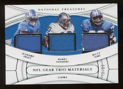 2021 National Treasures De'Andre Swift Barry Sanders Billy Sims 73/99 Jersey