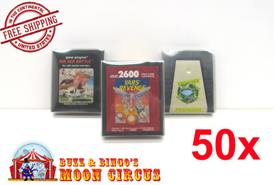 50x CLEAR PLASTIC PROTECTIVE BOX SLEEVE FOR ATARI 2600 GAME CARTRIDGES (SIZE B)