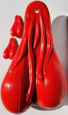 Red Combo of one 8'' Truck Nuts and two 2'' Truck Nutz