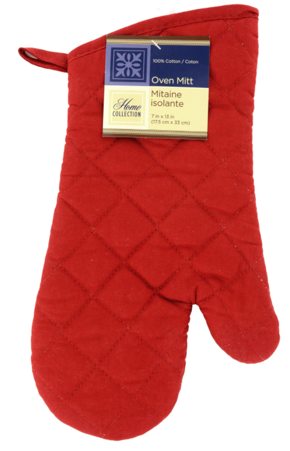 Home Collection Oven Mitt 100% Cotton ~ Red