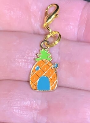 Small Gold SpongeBob s Pineapple House Charm Zipper Pull & Keychain Add On Clip