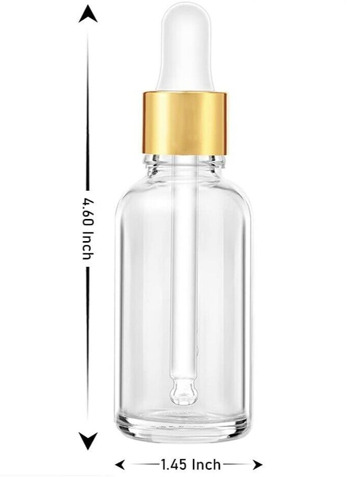 12pcs Eye Dropper 2oz 60ml Clear Glass Bottle Gold Cap Oil Storage Container