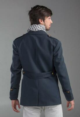 Pre-owned Blue 1960's Authentic Military Vintage Re-designed Gray  Flamboyant Wool Coat