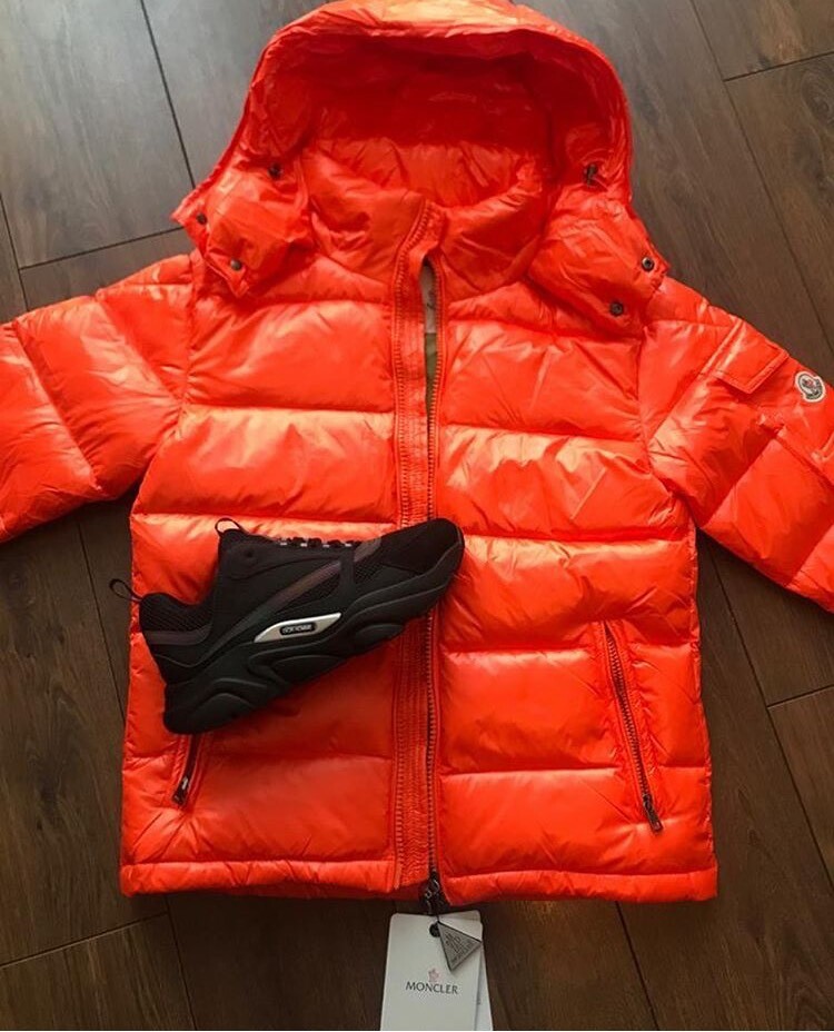 Moncler Maya Padded down jacket Orange Uk S size 1 in Newham, London